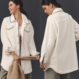 Anthropologie Pilcro Tillie Relaxed Denim Shacket Whipstitch Edition Size Medium